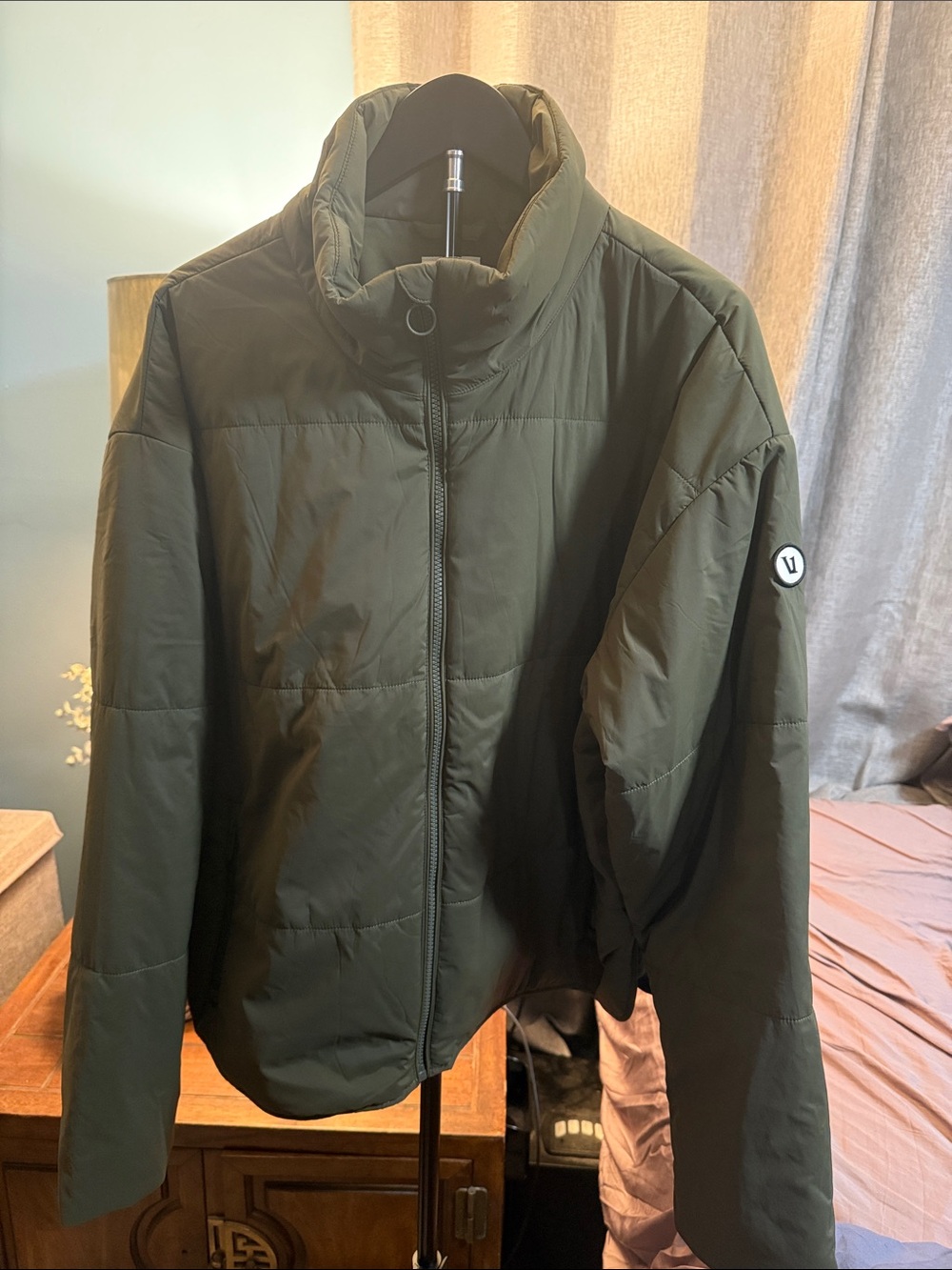 Vuori Olive Quilted High-Collar Puffer Jacket